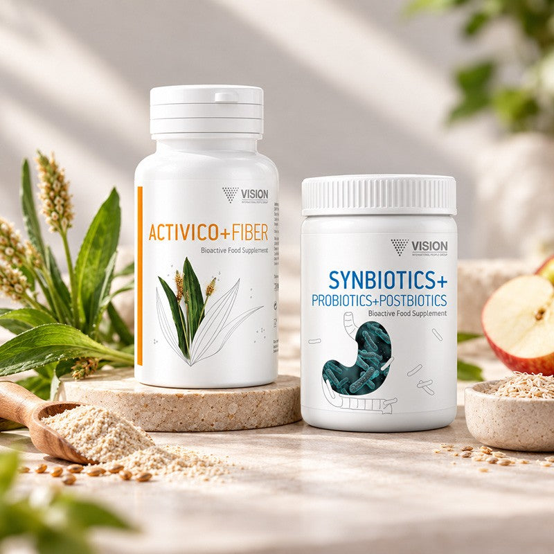 SYNBIOTICS+ + ACTIVICO + SKAIDULOS: Žarnyno palaikymas ir mitybos pusiausvyra